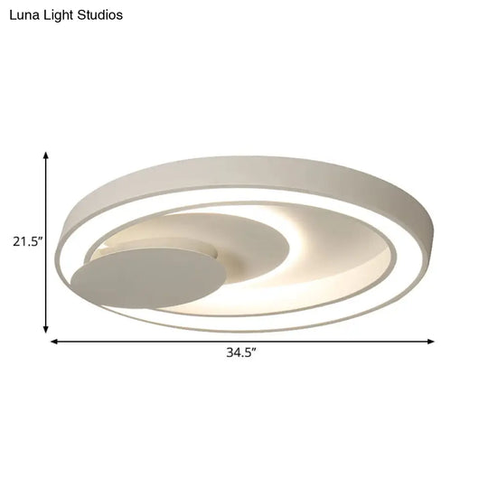 23-34.5 W White Oval Led Flush Ceiling Light For Bedroom - Simplicity Style Warm/White