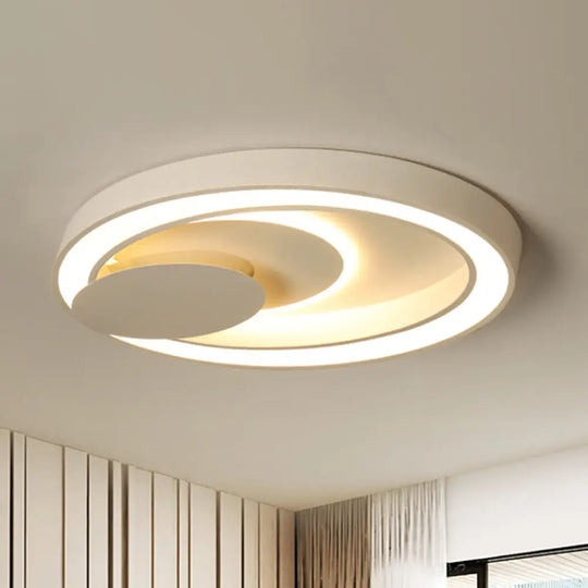 23-34.5’ W White Oval Led Flush Ceiling Light For Bedroom - Simplicity Style Warm/White / 23’ Warm