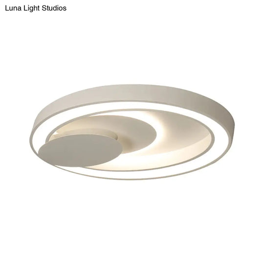 23-34.5 W White Oval Led Flush Ceiling Light For Bedroom - Simplicity Style Warm/White