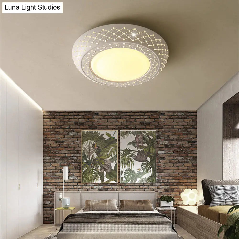 23’/35’ Simplistic Led Acrylic White Ceiling Light - Bedroom Flush Mount Lamp In White/3 Color