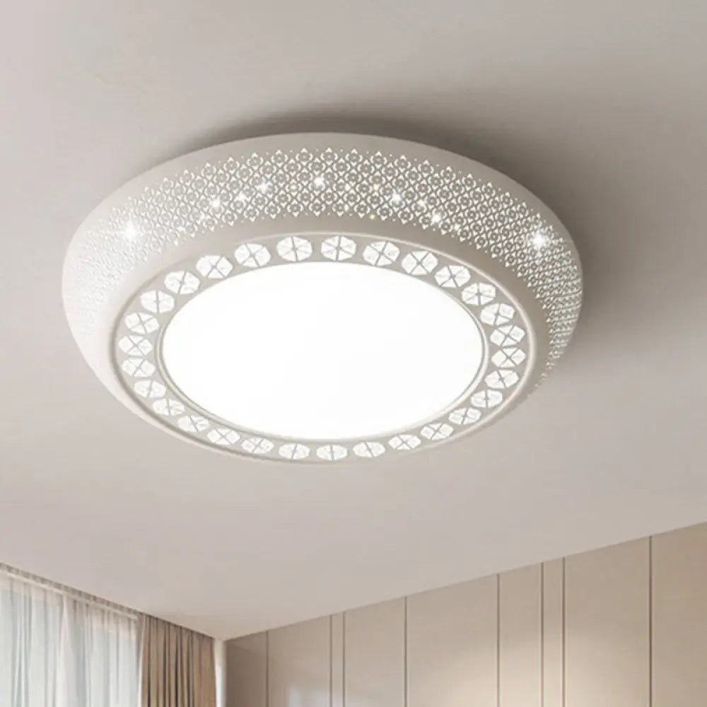 23’/35’ W Flush Mount Led Ceiling Light: Simple Cutout Design Acrylic White Bedroom Lighting In