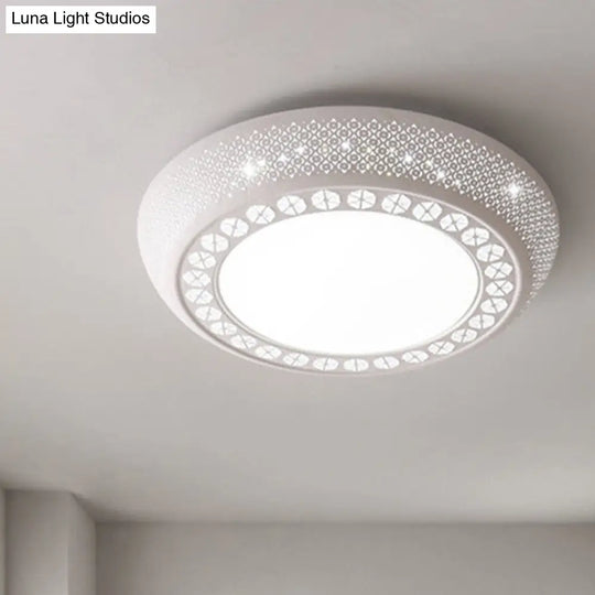 23’/35’ W Flush Mount Led Ceiling Light: Simple Cutout Design Acrylic White Bedroom Lighting In