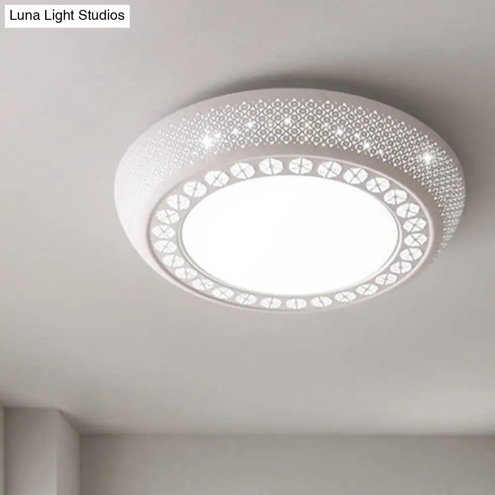 23/35 W Flush Mount Led Ceiling Light: Simple Cutout Design Acrylic White Bedroom Lighting In