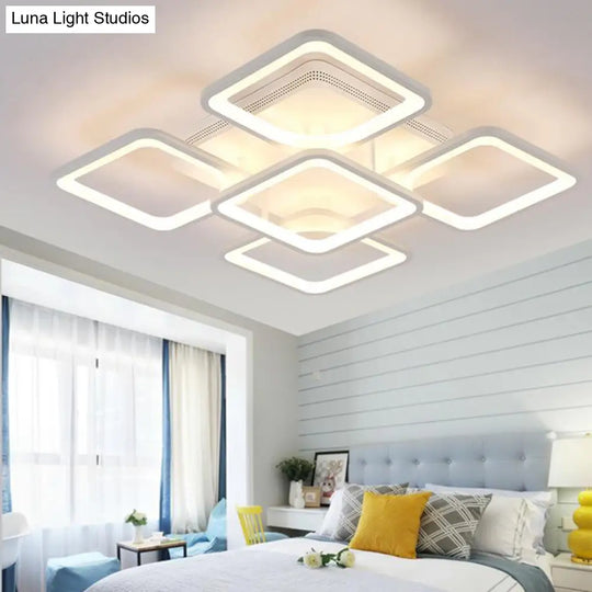 23.5’/27’ Led Bedroom Ceiling Light Semi Flush Mount Fixture With Acrylic Shade In Warm/White