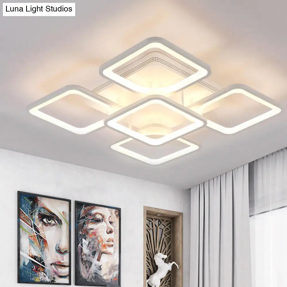 23.5’/27’ Led Bedroom Ceiling Light Semi Flush Mount Fixture With Acrylic Shade In Warm/White