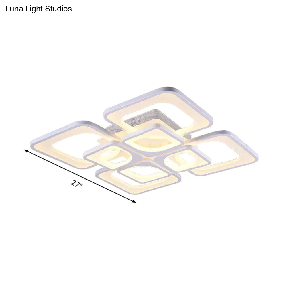 23.5/27 Led Bedroom Ceiling Light Semi Flush Mount Fixture With Acrylic Shade In Warm/White