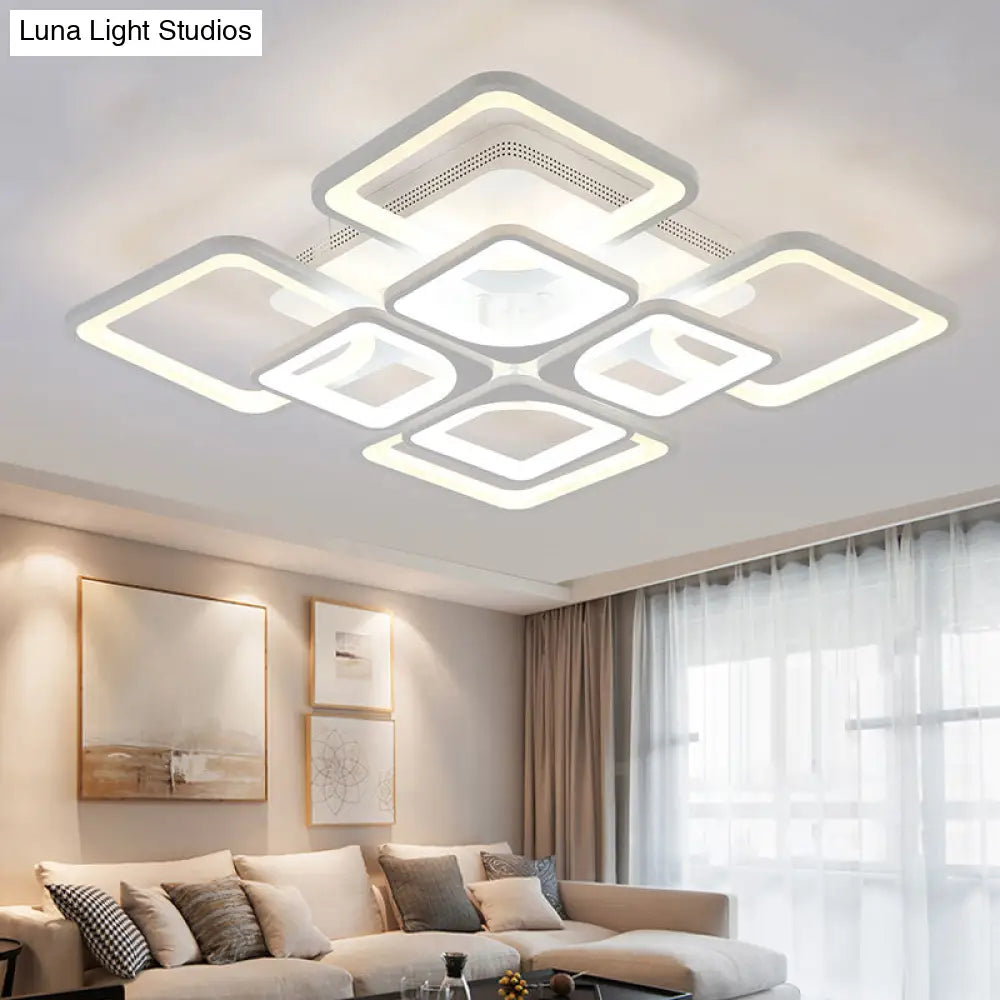 23.5/27 Led Bedroom Ceiling Light Semi Flush Mount Fixture With Acrylic Shade In Warm/White