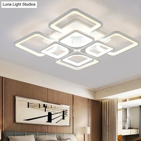 23.5/27 Led Bedroom Ceiling Light Semi Flush Mount Fixture With Acrylic Shade In Warm/White