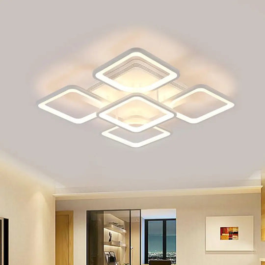 23.5’/27’ Led Bedroom Ceiling Light Semi Flush Mount Fixture With Acrylic Shade In Warm/White