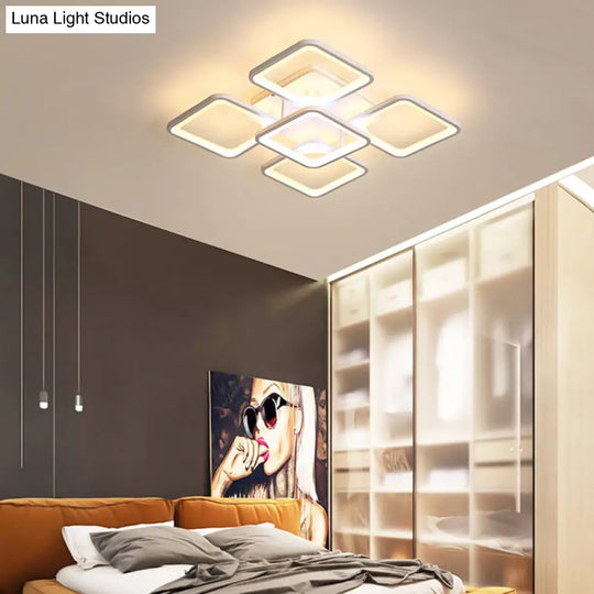 23.5/27 Led Bedroom Ceiling Light Semi Flush Mount Fixture With Acrylic Shade In Warm/White