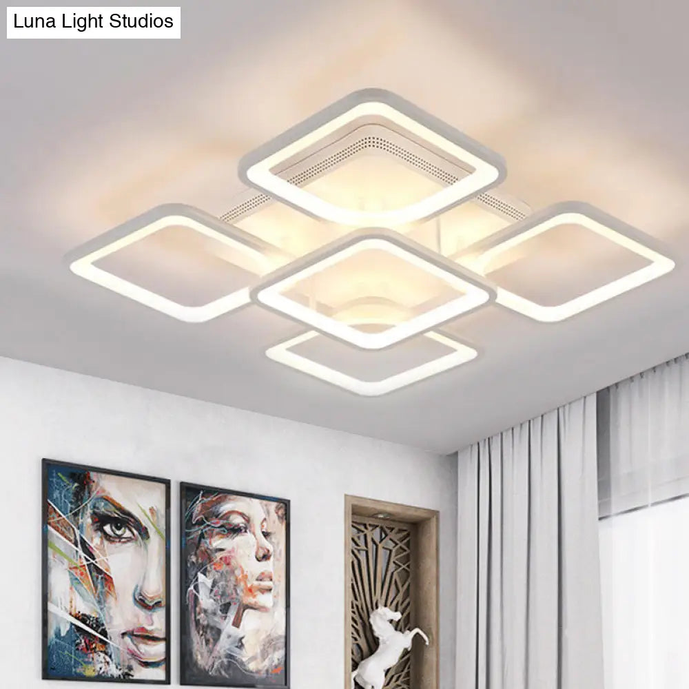 23.5/27 Led Bedroom Ceiling Light Semi Flush Mount Fixture With Acrylic Shade In Warm/White