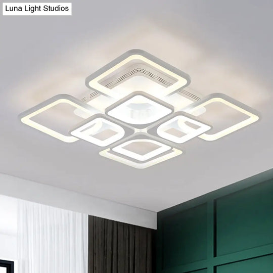 23.5/27 Led Bedroom Ceiling Light Semi Flush Mount Fixture With Acrylic Shade In Warm/White White /