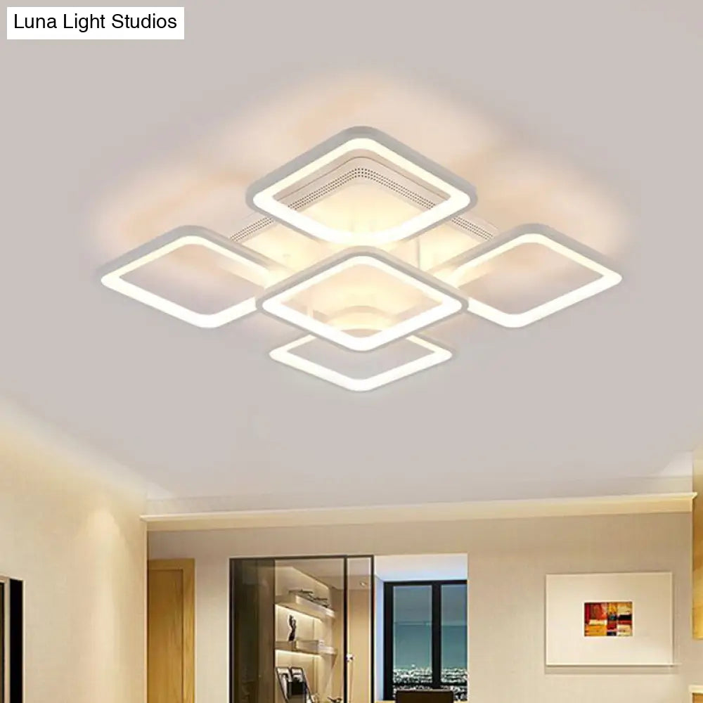 23.5/27 Led Bedroom Ceiling Light Semi Flush Mount Fixture With Acrylic Shade In Warm/White White /