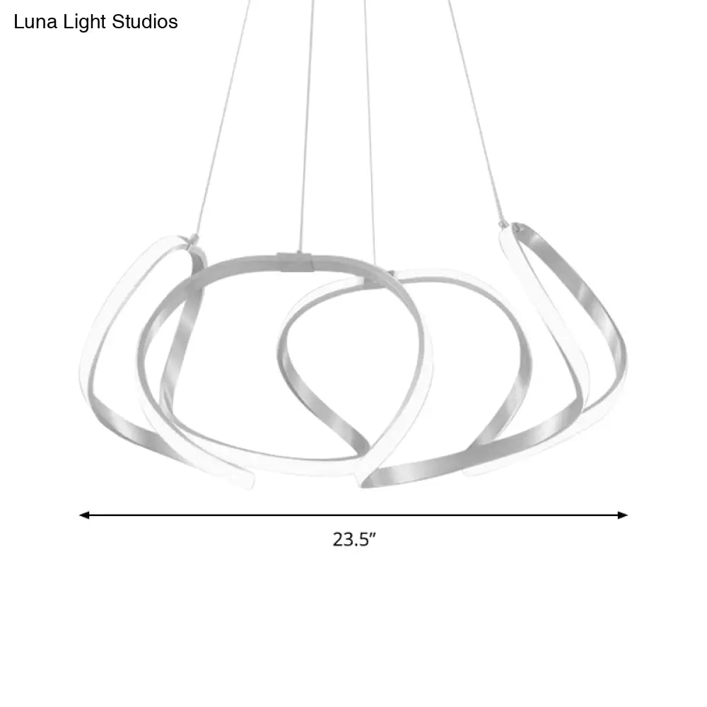 23.5/31.5 Chrome/Gold Strip Chandelier Led Hanging Lamp - Postmodern Acrylic Kit In Warm/White Light