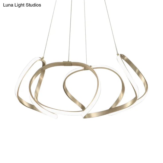 23.5/31.5 Chrome/Gold Strip Chandelier Led Hanging Lamp - Postmodern Acrylic Kit In Warm/White Light