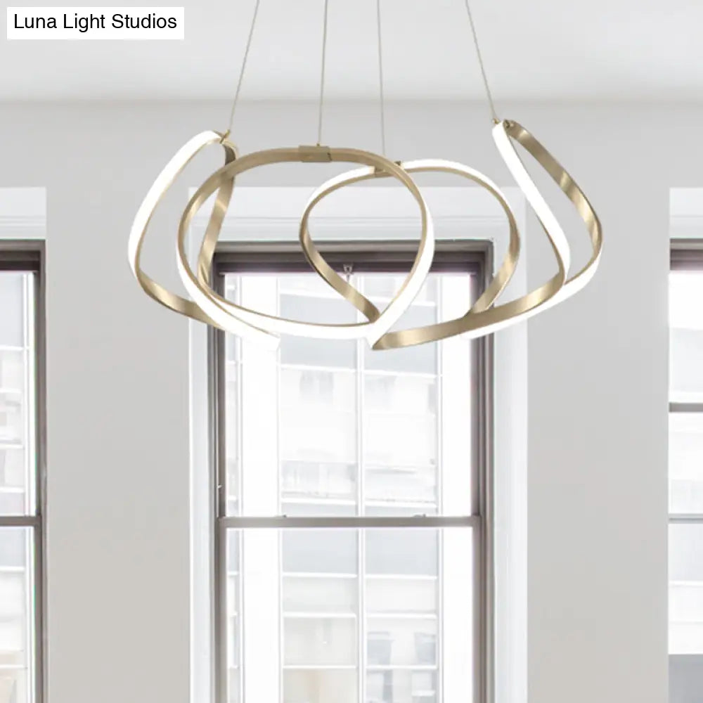 23.5/31.5 Chrome/Gold Strip Chandelier Led Hanging Lamp - Postmodern Acrylic Kit In Warm/White Light