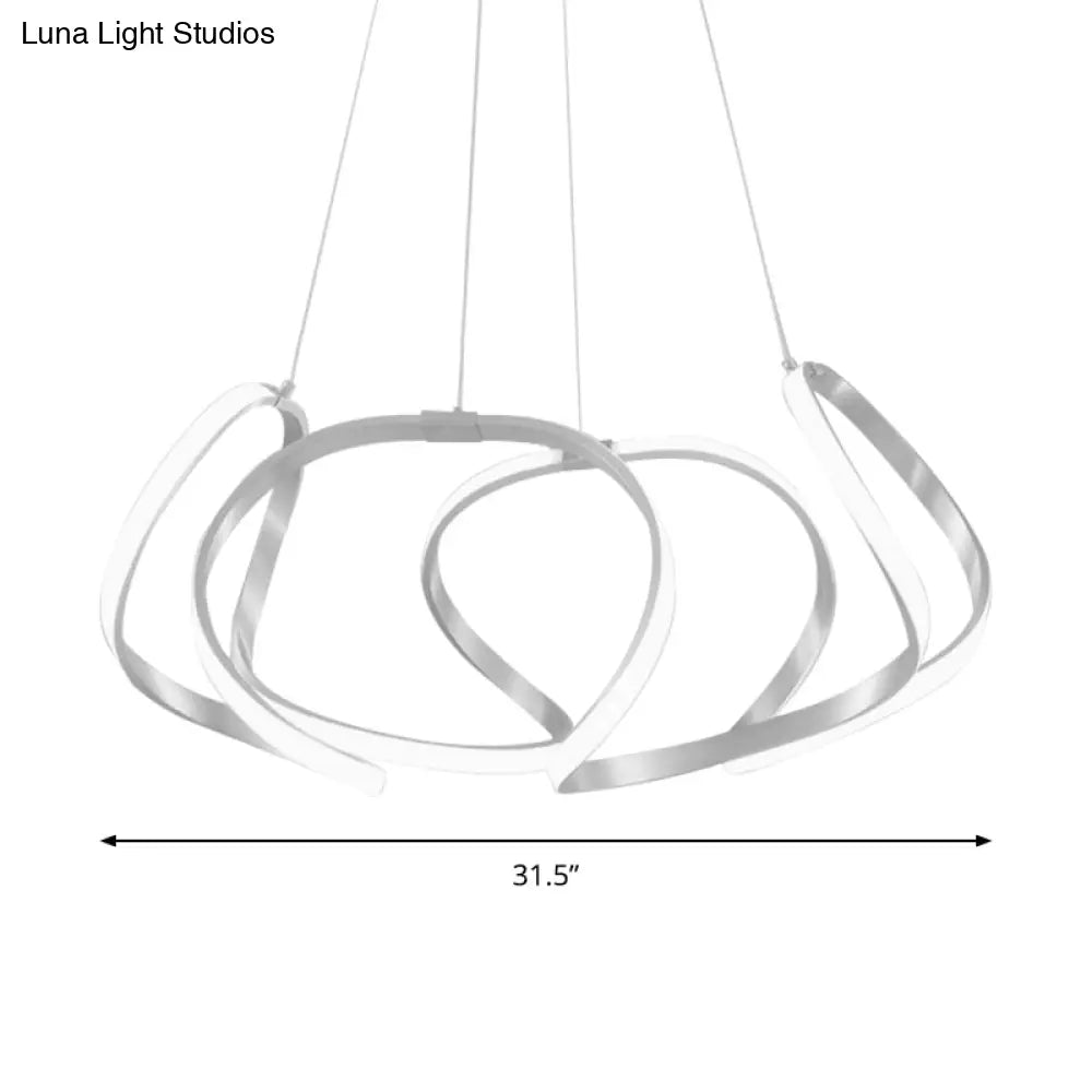 23.5/31.5 Chrome/Gold Strip Chandelier Led Hanging Lamp - Postmodern Acrylic Kit In Warm/White Light