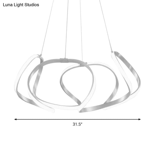 23.5/31.5 Chrome/Gold Strip Chandelier Led Hanging Lamp - Postmodern Acrylic Kit In Warm/White Light