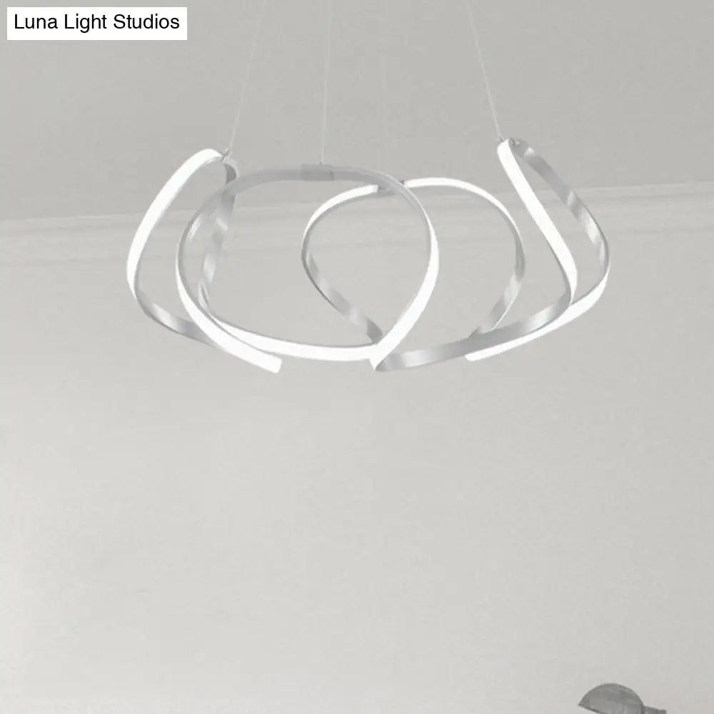 23.5/31.5 Chrome/Gold Strip Chandelier Led Hanging Lamp - Postmodern Acrylic Kit In Warm/White Light