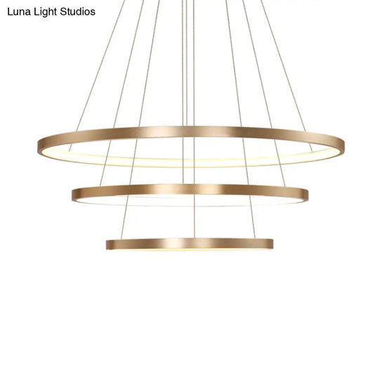 23.5/31.5 Gold Loop Chandelier Pendant With Modern Led Acrylic Ceiling Light In Warm/White