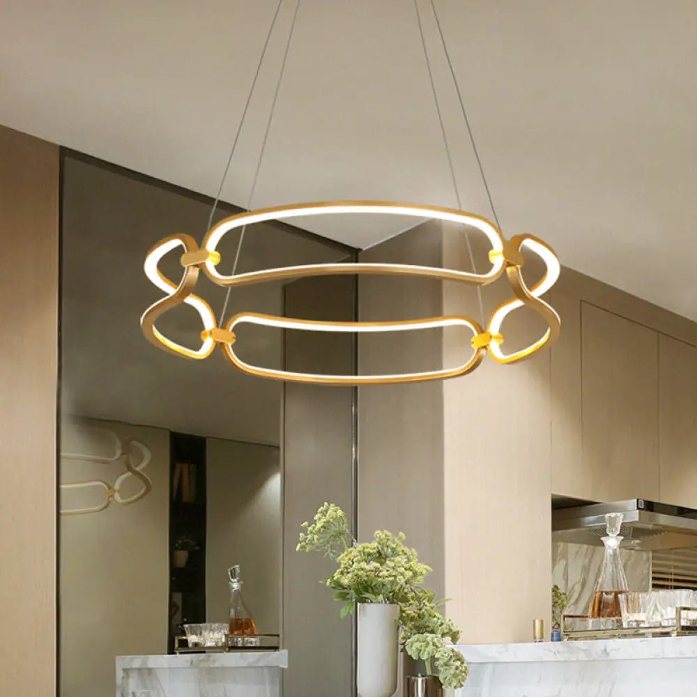 23.5’/31.5’ Minimalist Gold Led Pendant Chandelier - Metal Hanging Light With Adjustable