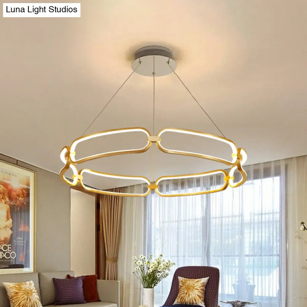 Minimalist Gold Metal Pendant Chandelier With Led - 23.5/31.5 Wide Bracelet Design