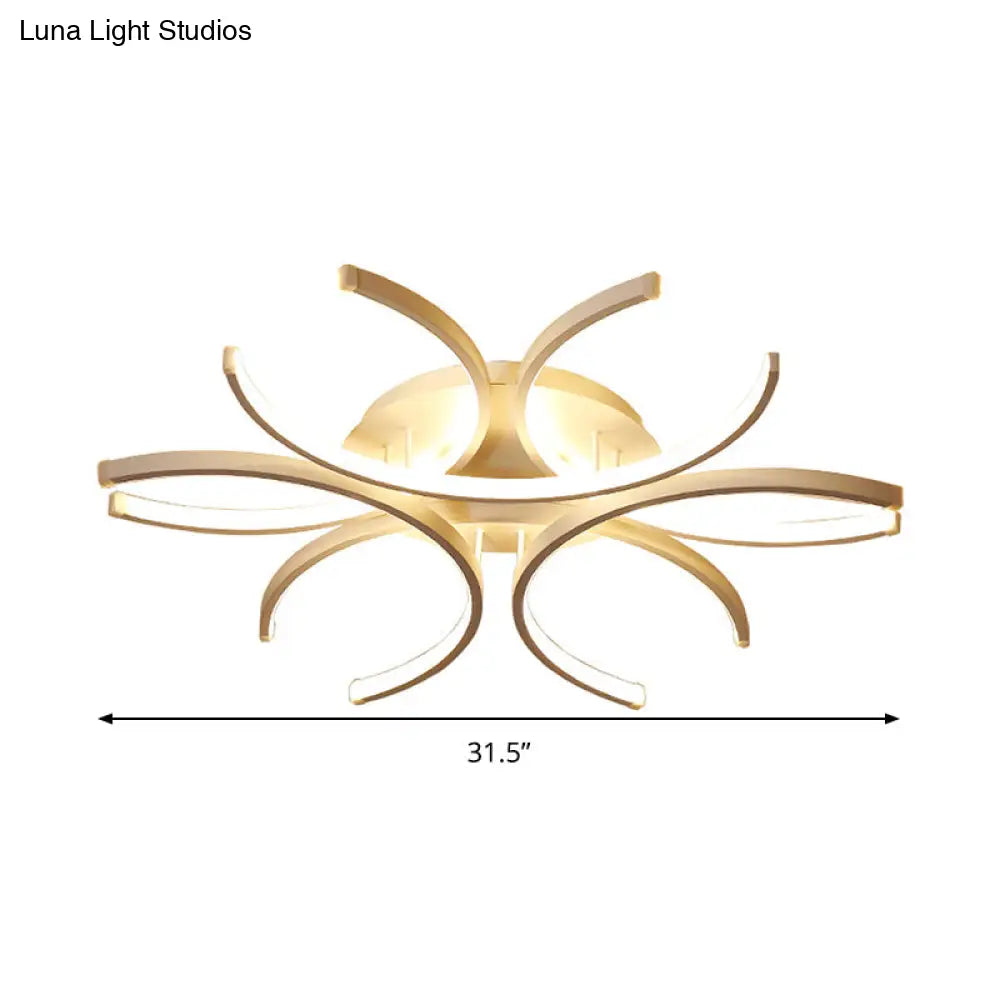 23.5’/31.5’ W Curved Led Semi Flush Mount Lamp – Modern Acrylic Lighting For Close To Ceiling