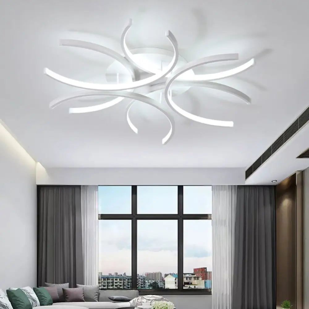 23.5’/31.5’ W Curved Led Semi Flush Mount Lamp – Modern Acrylic Lighting For Close To Ceiling