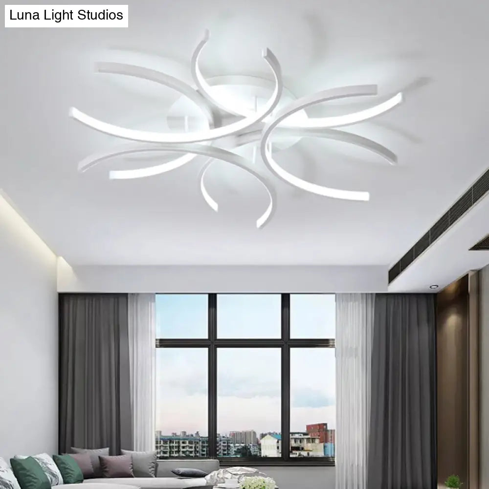 23.5/31.5 W Curved Led Semi Flush Mount Lamp Modern Acrylic Lighting For Close To Ceiling Warm/White