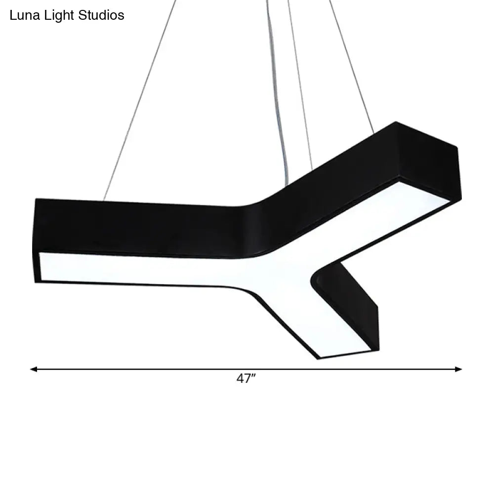 23.5’/35.5’/47’ Nordic Black Led Office Pendant Lamp With Y Shaped Acrylic Shade – Warm/White Light
