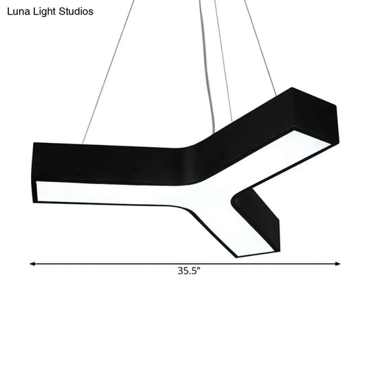 23.5’/35.5’/47’ Nordic Black Led Office Pendant Lamp With Y Shaped Acrylic Shade – Warm/White Light