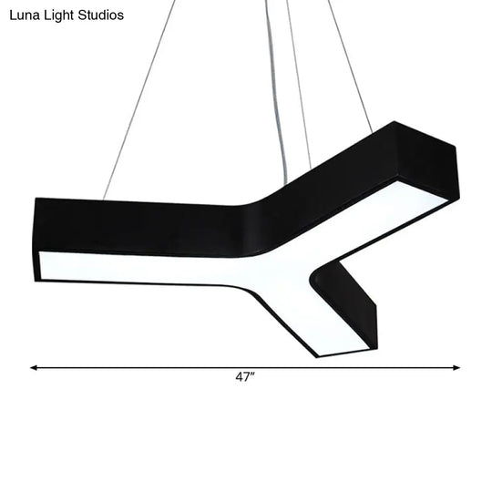 Nordic Black Led Office Drop Pendant With Y-Shaped Acrylic Shade - 23.5/35.5/47 Wide Warm/White