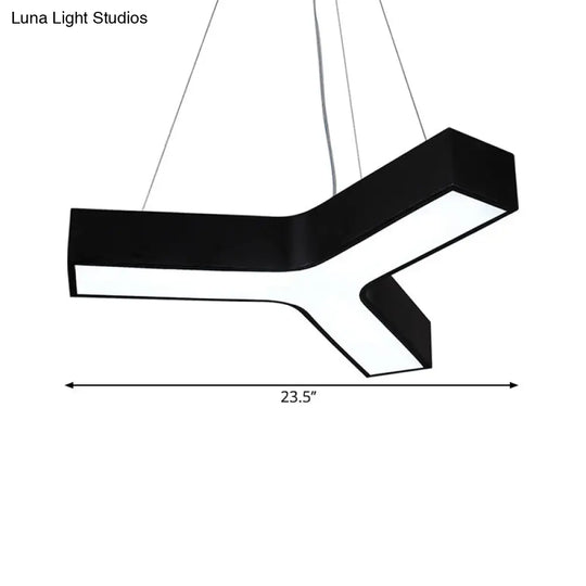 Nordic Black Led Office Drop Pendant With Y-Shaped Acrylic Shade - 23.5/35.5/47 Wide Warm/White