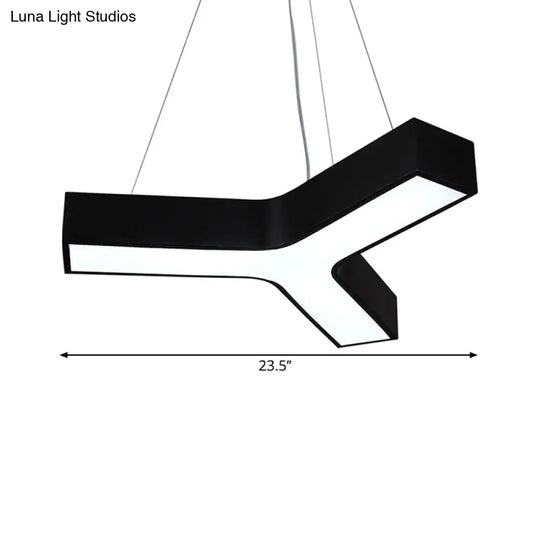 23.5’/35.5’/47’ Nordic Black Led Office Pendant Lamp With Y Shaped Acrylic Shade – Warm/White Light