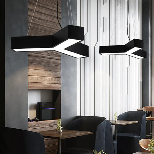 23.5’/35.5’/47’ Nordic Black Led Office Pendant Lamp With Y Shaped Acrylic Shade –