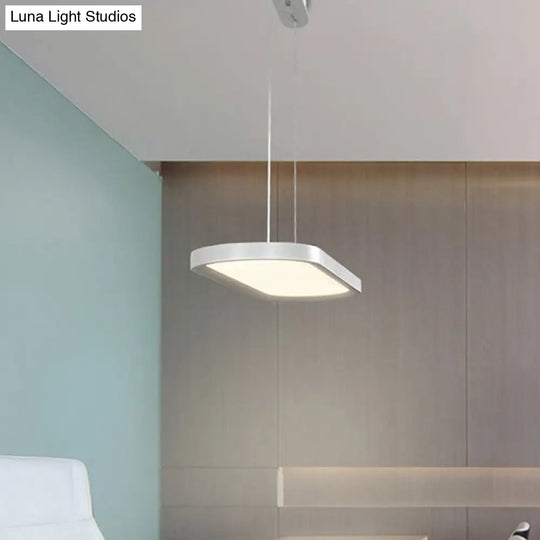 23.5-47 Wide Oval Acrylic Led Ceiling Pendant - White/Black/Brown Island Light In Warm/White Remote