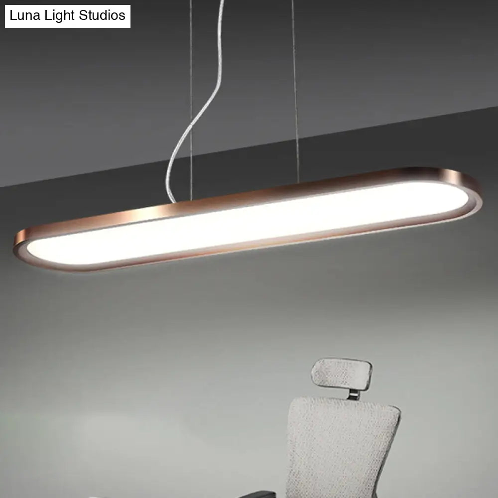 23.5-47 Wide Oval Acrylic Led Ceiling Pendant - White/Black/Brown Island Light In Warm/White Remote