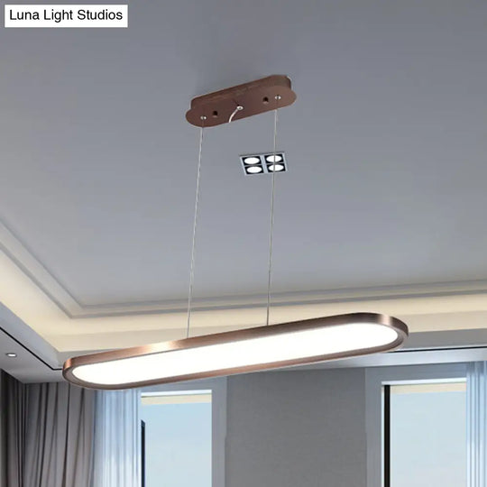 23.5-47 Wide Oval Acrylic Led Ceiling Pendant - White/Black/Brown Island Light In Warm/White Remote