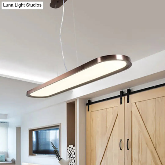 23.5-47 Wide Oval Acrylic Led Ceiling Pendant - White/Black/Brown Island Light In Warm/White Remote