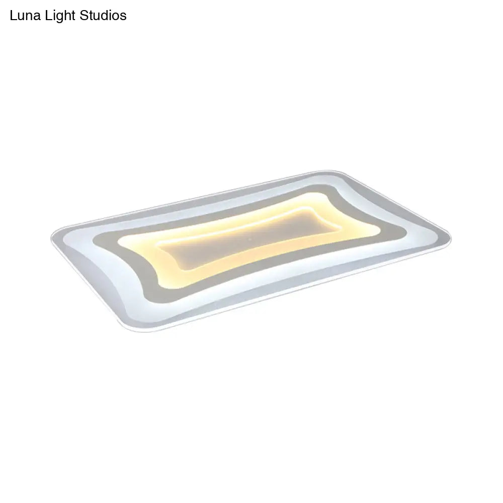 23.5-47 Wide Rectangular Acrylic Flushmount Led White Ceiling Light In Warm/White