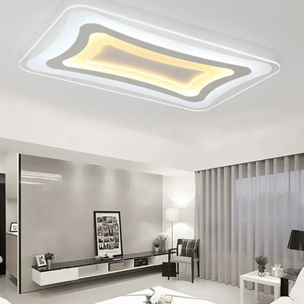 23.5’ - 47’ Wide Rectangular Acrylic Flushmount Led White Ceiling Light In Warm/White / 23.5’ Warm