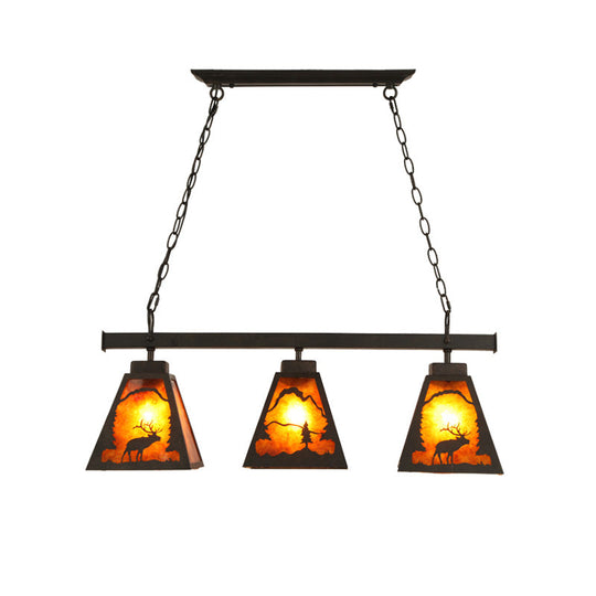 Rustic Trapezoid Metal Pendant Light - 3 Lights Ideal For Dining Room & Island Lighting