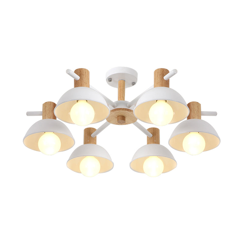 Modern Dome Rubber Chandelier Pendant Light - 3/6 Lights White Led Ceiling Fixture With Radial