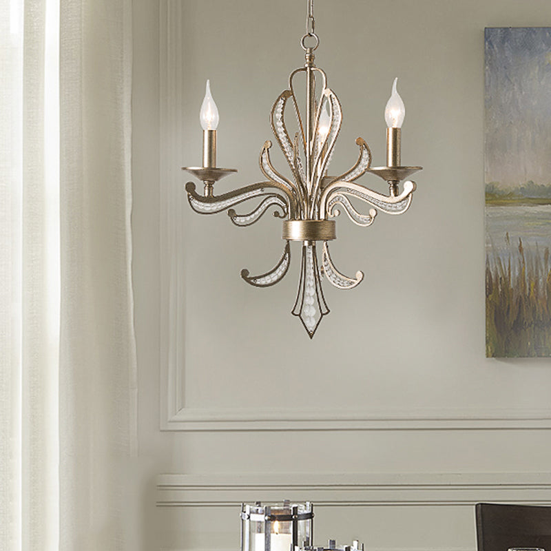 Modern Crystal Candle Chandelier: Gold Pendant Lighting Fixture For Bedroom (3/6 Bulbs)