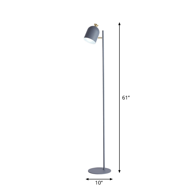 Macaron Cloche Floor Lamp With Adjustable Joint - Metal 1 Head Living Room Standing Light Pewter