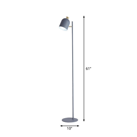 Macaron Cloche Floor Lamp With Adjustable Joint - Metal 1 Head Living Room Standing Light Pewter