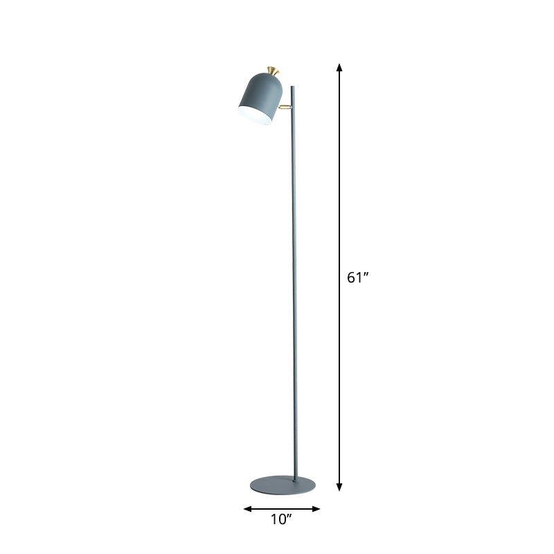Macaron Cloche Floor Lamp With Adjustable Joint - Metal 1 Head Living Room Standing Light Green