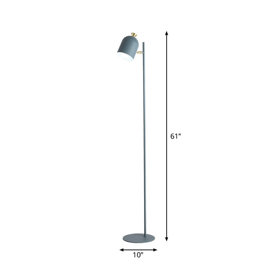 Macaron Cloche Floor Lamp With Adjustable Joint - Metal 1 Head Living Room Standing Light Green