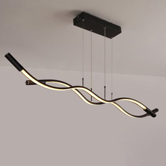 Wave Shaped Aluminum Pendant Lamp - Minimalistic Dining Room Island Lighting
