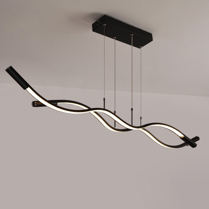 Wave Shaped Aluminum Pendant Lamp - Minimalistic Dining Room Island Lighting 2 / Black